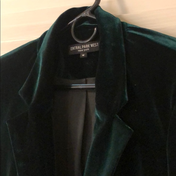 Soft, forest green velvet single-button blazer - Picture 2 of 3